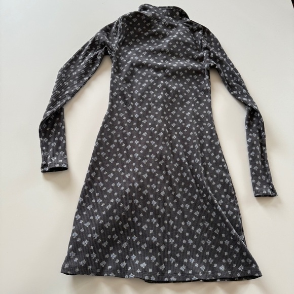 American Eagle-Long Sleeve-Floral-Shirt Dress-Button Front-Collar-Gray-Blue-XS - Picture 9 of 9